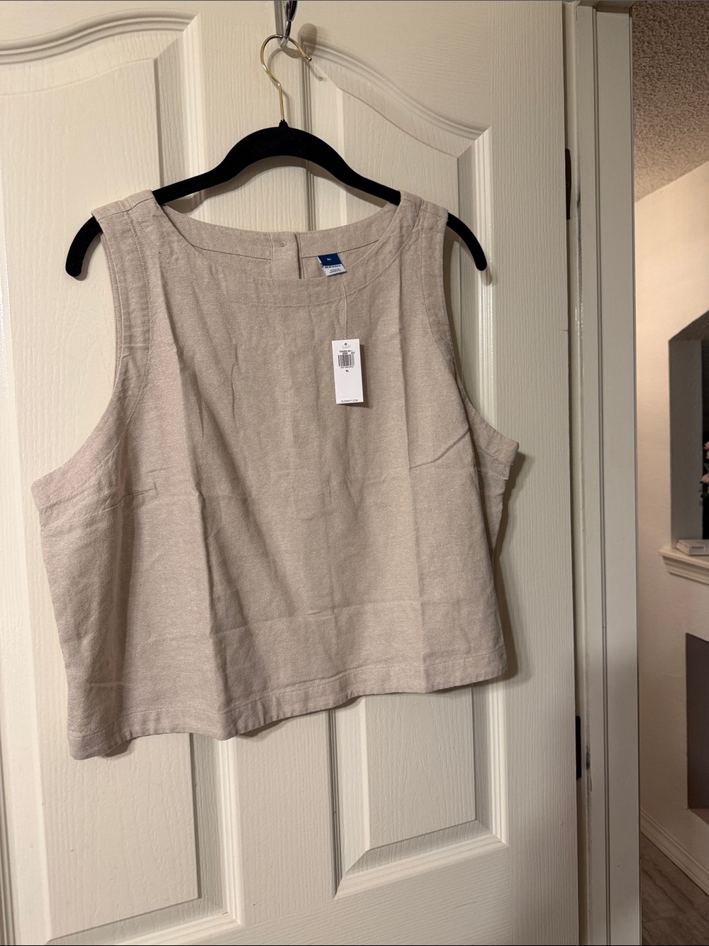 Old Navy Beige Sleeveless Linen-Blend Tank Top